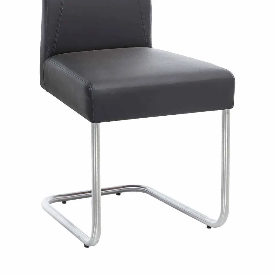 Clearance Wohnen Moderner Freischwinger Rumona in Kunstleder und Edelstahl (2er Set)