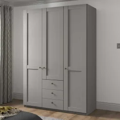 New Wohnen Moderner Kleiderschrank in Hellgrau - Ridonna