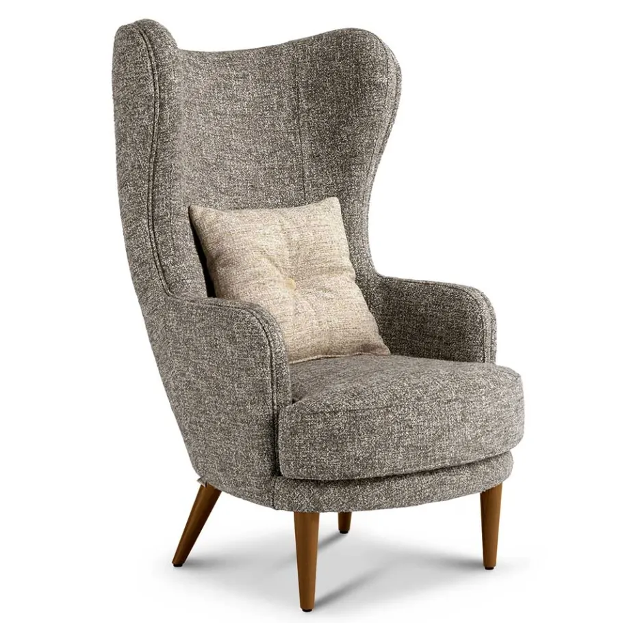 New Wohnen Moderner Ohrensessel in Beigegrau Boucle - Curemo
