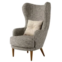 New Wohnen Moderner Ohrensessel in Beigegrau Boucle - Curemo