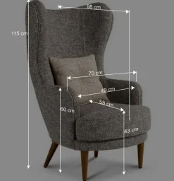 New Wohnen Moderner Ohrensessel in Beigegrau Boucle - Curemo