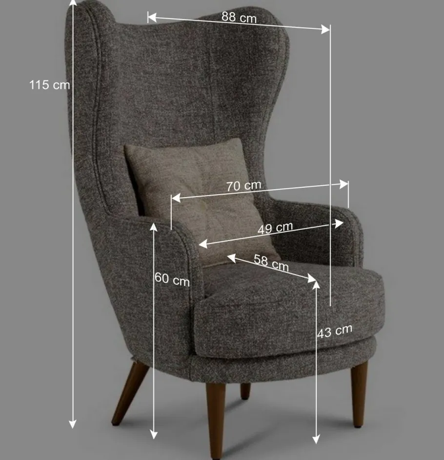New Wohnen Moderner Ohrensessel in Beigegrau Boucle - Curemo