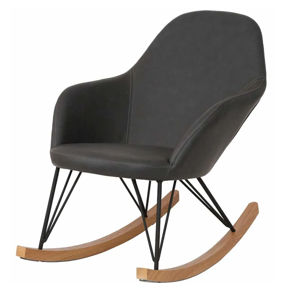 New Wohnen Moderner Schaukelsessel in Grau & Eiche - Amphiono