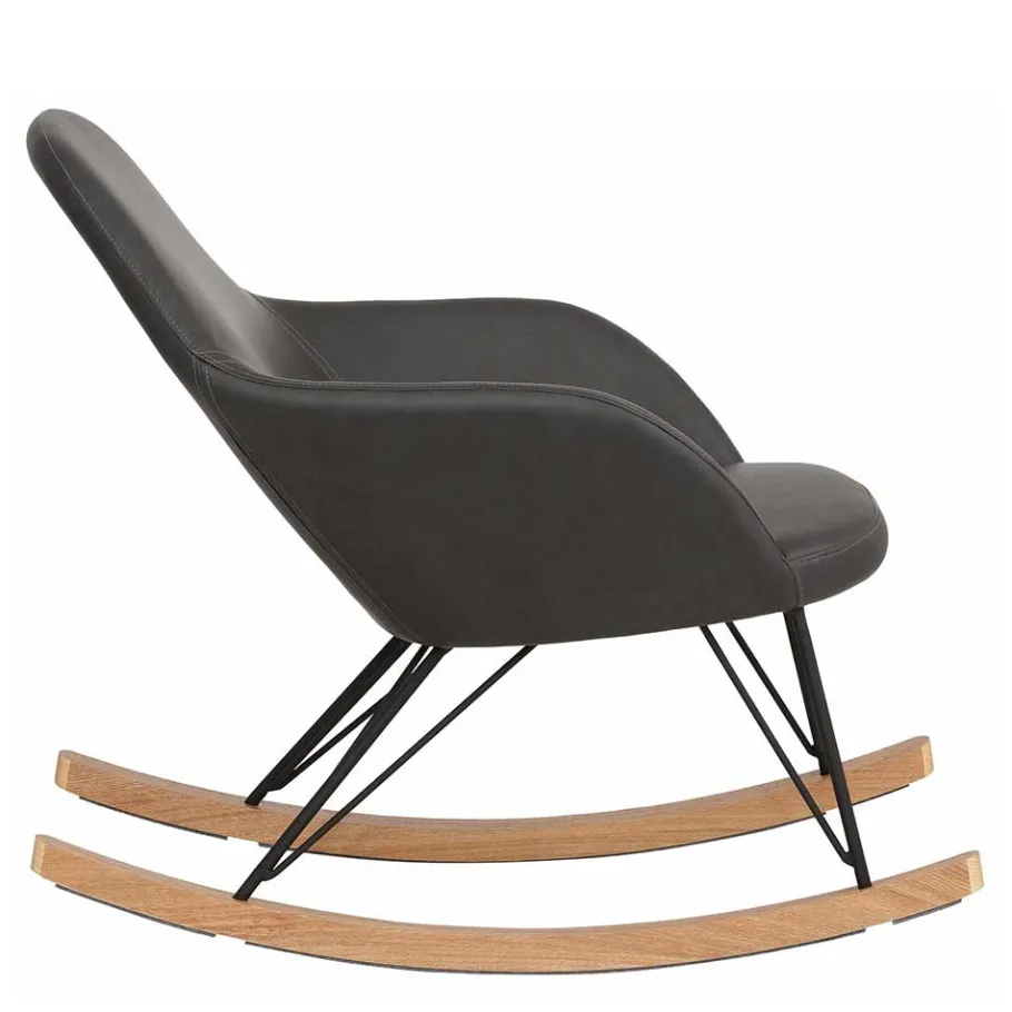 New Wohnen Moderner Schaukelsessel in Grau & Eiche - Amphiono