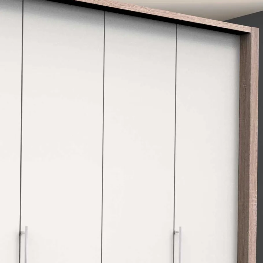 Clearance Wohnen Moderner Schlafzimmerschrank in Weiß & Eiche sägerau - Vaclyn