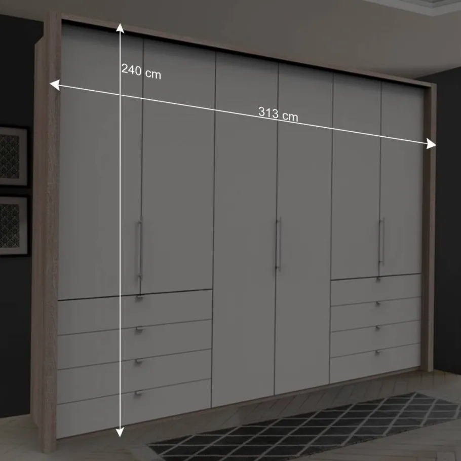 Clearance Wohnen Moderner Schlafzimmerschrank in Weiß & Eiche sägerau - Vaclyn