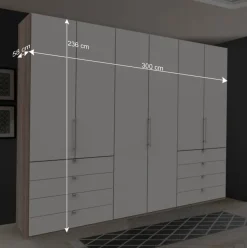 Clearance Wohnen Moderner Schlafzimmerschrank in Weiß & Eiche sägerau - Vaclyn