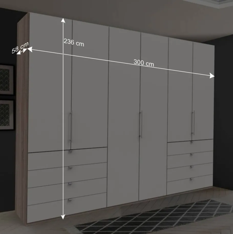 Clearance Wohnen Moderner Schlafzimmerschrank in Weiß & Eiche sägerau - Vaclyn