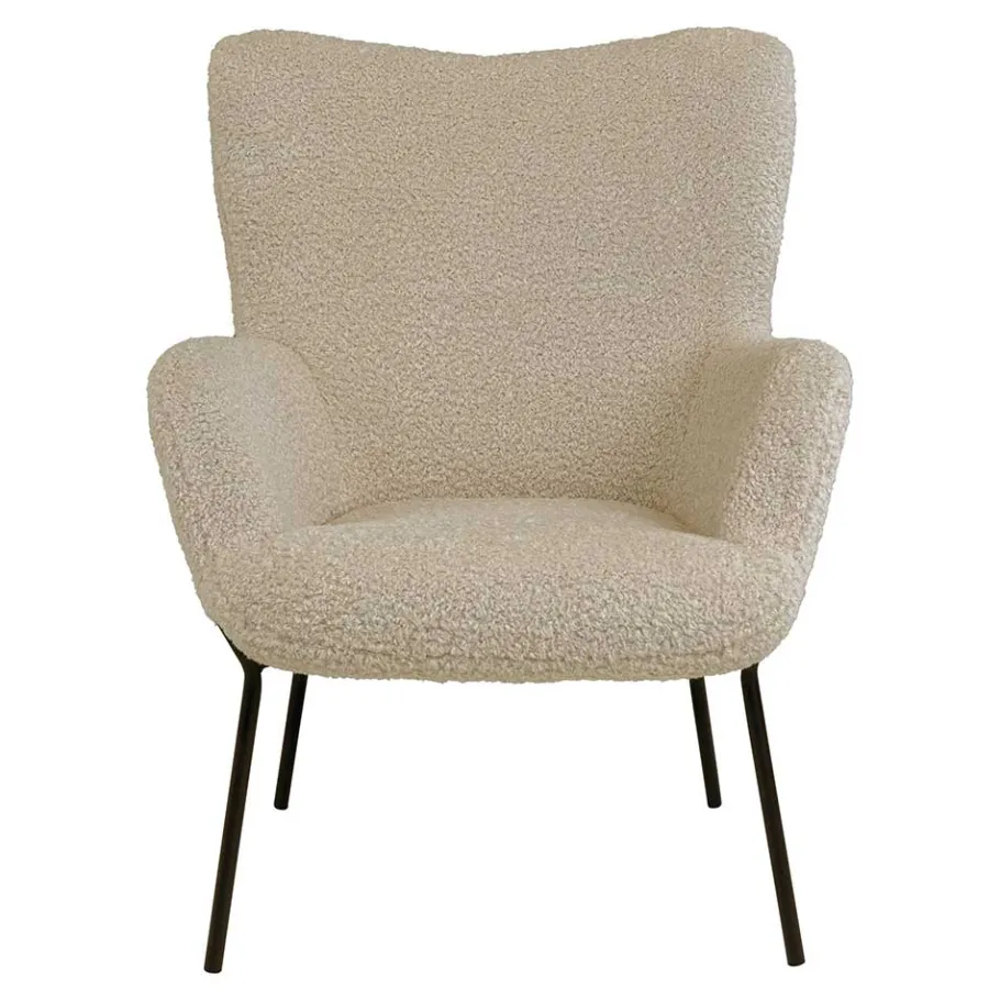 Wohnen Moderner Sessel aus Webplüsch in Beige - Tessera