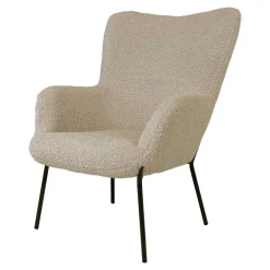Wohnen Moderner Sessel aus Webplüsch in Beige - Tessera