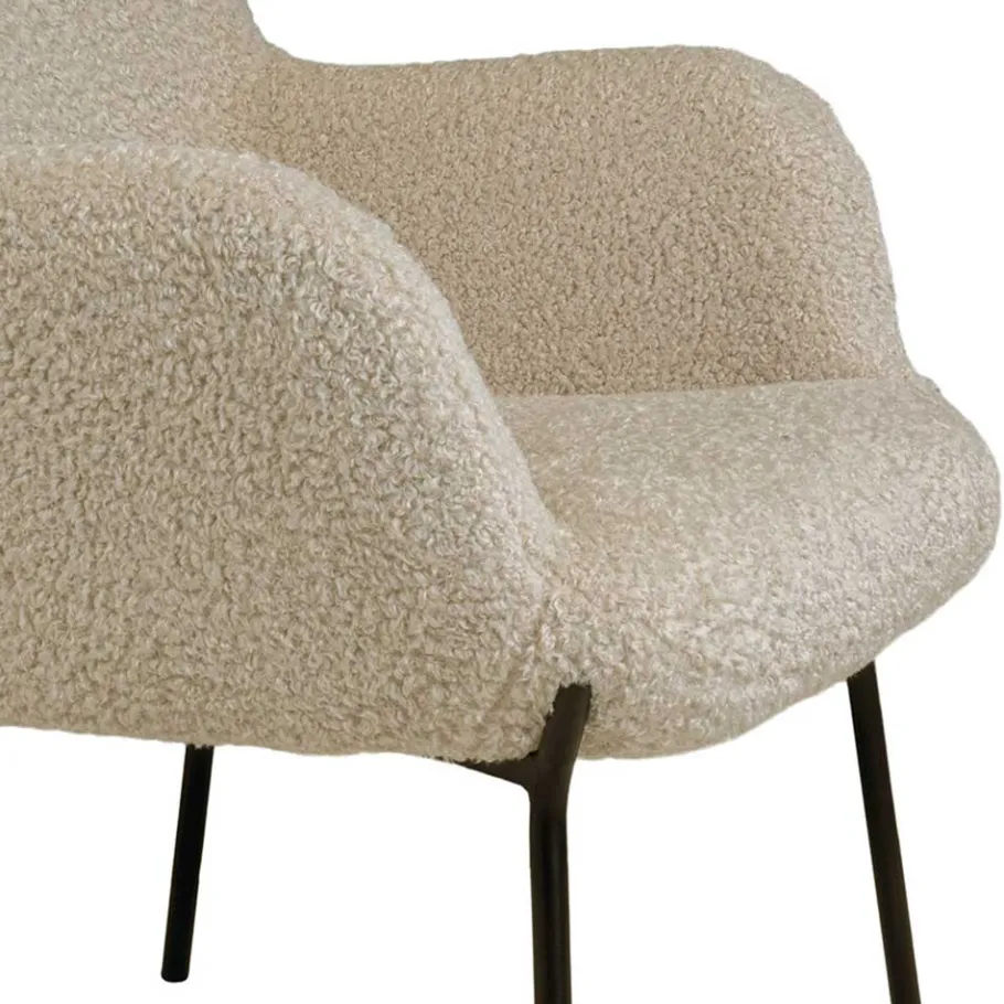 Wohnen Moderner Sessel aus Webplüsch in Beige - Tessera