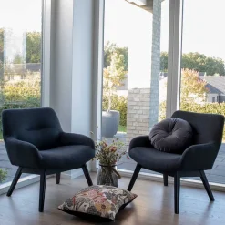 New Wohnen Moderner Sessel mit Strukturstoff in Grau - Mialano