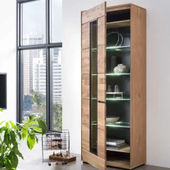 Discount Wohnen Moderner Vitrinenschrank 70x196x40 cm - Sennya