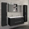 Outlet Wohnen Modernes Badmöbel Ensemble in Schwarz - Vinkoja (vierteilig)