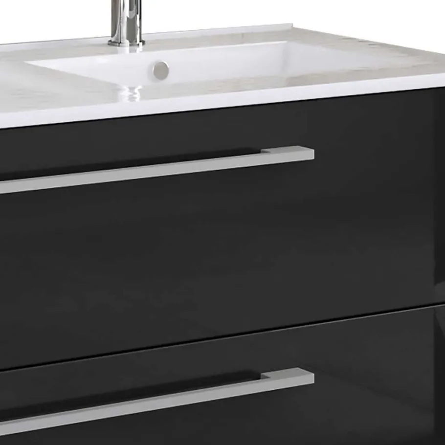 Outlet Wohnen Modernes Badmöbel Ensemble in Schwarz - Vinkoja (vierteilig)