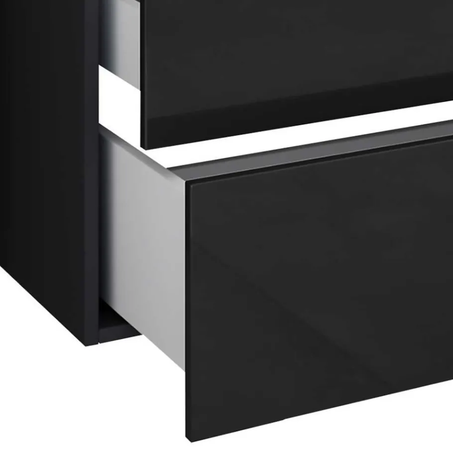 Outlet Wohnen Modernes Badmöbel Ensemble in Schwarz - Vinkoja (vierteilig)