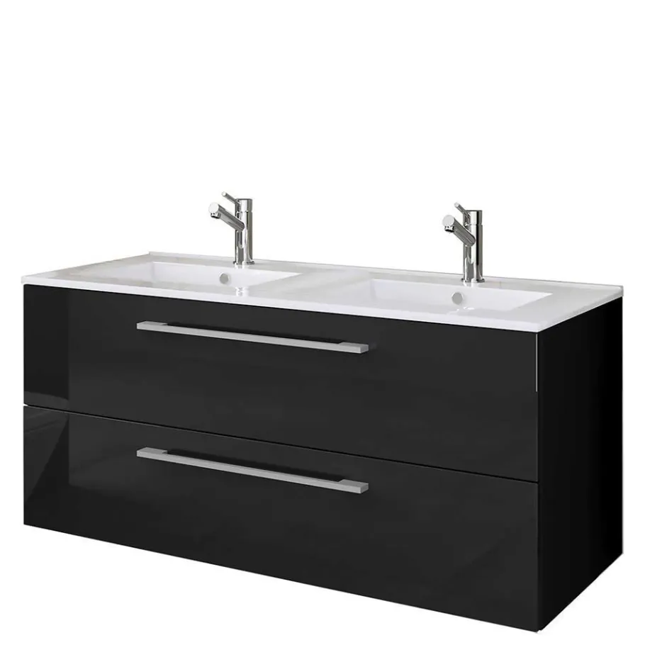 Outlet Wohnen Modernes Badmöbel Ensemble in Schwarz - Vinkoja (vierteilig)