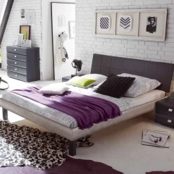 New Wohnen Modernes Bett Concista in Beton-Optik