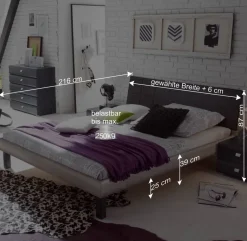 New Wohnen Modernes Bett Concista in Beton-Optik