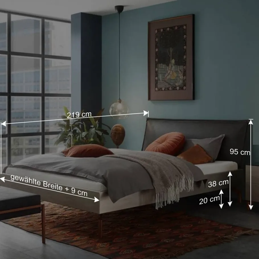 Clearance Wohnen Modernes Bett mit Kunstlederkopfteil - Optica