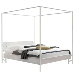 New Wohnen Modernes Himmelbett in Weiß für zwei Personen - Doranov