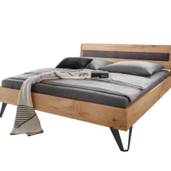 New Wohnen Modernes Holzbett in Wildeichefarben - Dizamora