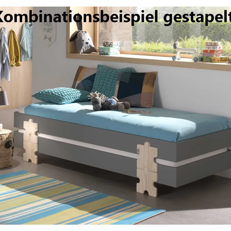 Clearance Wohnen Modernes Kinderbett mit Füßen im Puzzle Design - Carisma