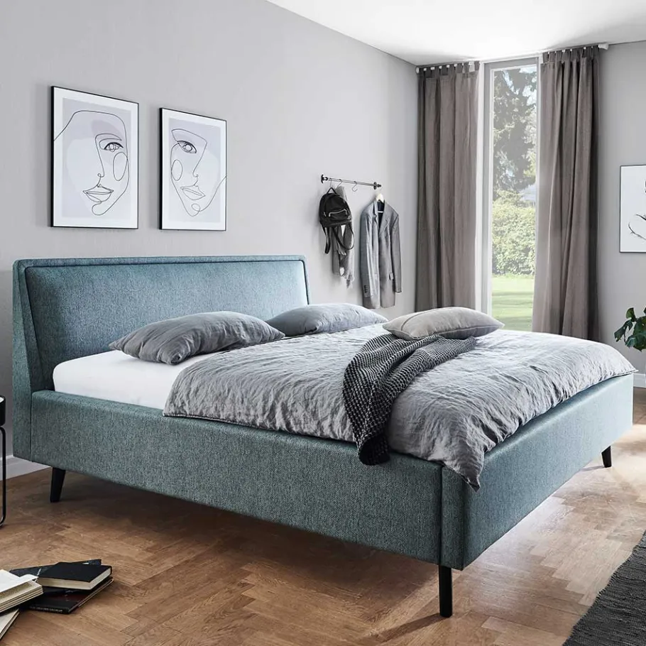 Best Wohnen Modernes Polsterbett in Blaugrau Stoff - Sunhide