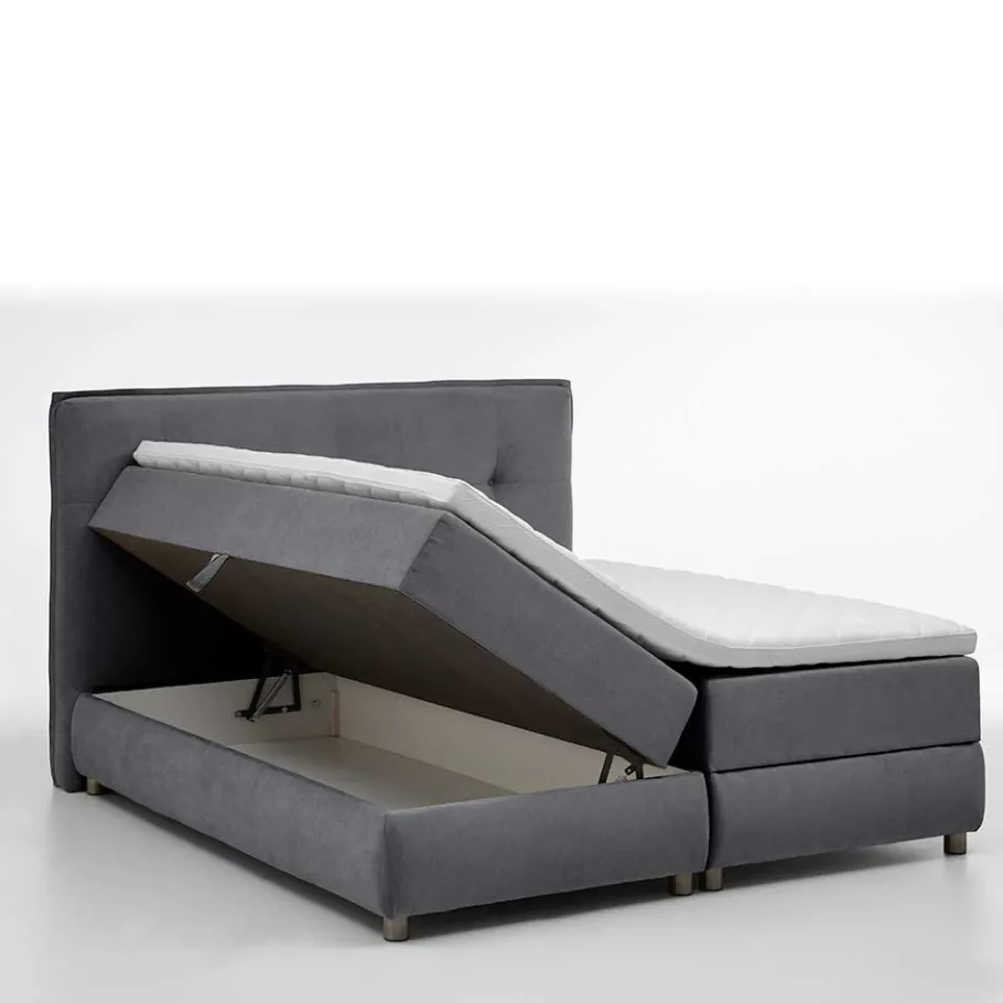 Online Wohnen Modernes Stauraum-Boxspringbett in Anthrazit - Zavagossa