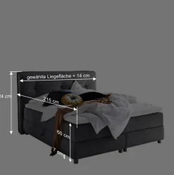 Online Wohnen Modernes Stauraum-Boxspringbett in Anthrazit - Zavagossa