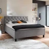 Discount Wohnen Modernes Stoffbett mit Bettkasten in Hellgrau - Villaro