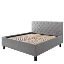 Discount Wohnen Modernes Stoffbett mit Bettkasten in Hellgrau - Villaro