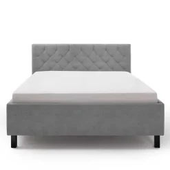 Discount Wohnen Modernes Stoffbett mit Bettkasten in Hellgrau - Villaro