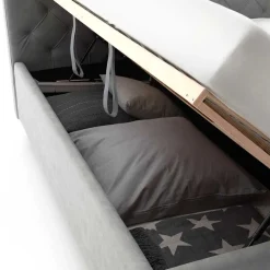 Discount Wohnen Modernes Stoffbett mit Bettkasten in Hellgrau - Villaro