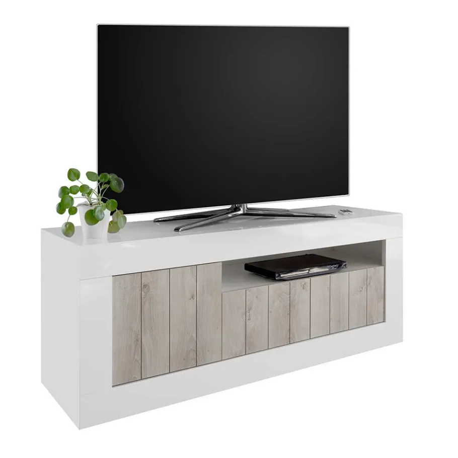 Clearance Wohnen Modernes TV Lowboard mit Fach & 3 Türen - Merenda
