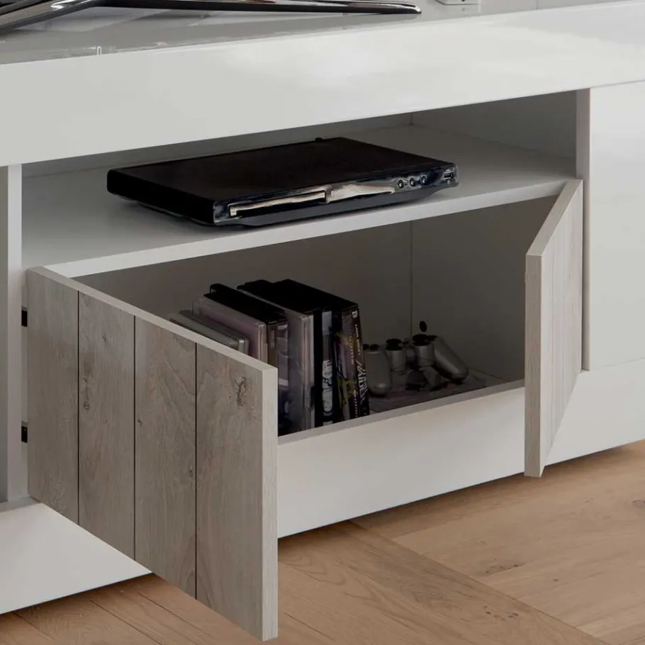 Clearance Wohnen Modernes TV Lowboard mit Fach & 3 Türen - Merenda