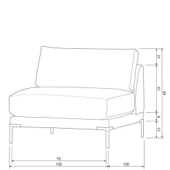 New Wohnen Modulsofa Element in Rost Braun Chenille - Brixx