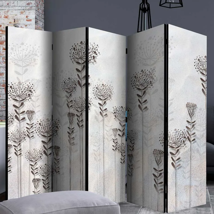 Sale Wohnen Monochrom bedruckter Paravent mit floralem Motiv - Stepana