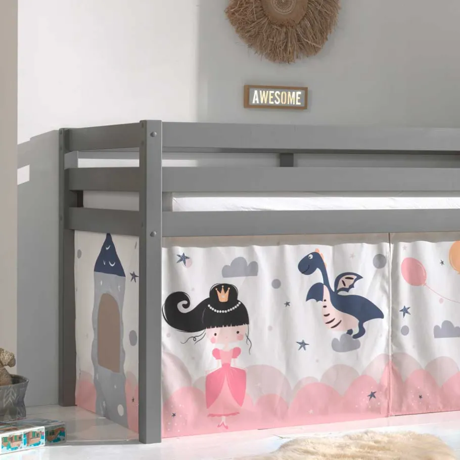 Clearance Wohnen Märchen Kinderzimmer Hochbett in Grau - Uschi
