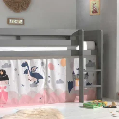 Clearance Wohnen Märchen Kinderzimmer Hochbett in Grau - Uschi