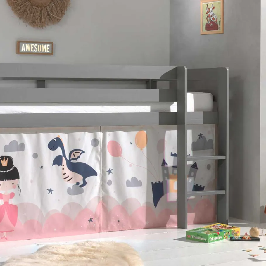 Clearance Wohnen Märchen Kinderzimmer Hochbett in Grau - Uschi