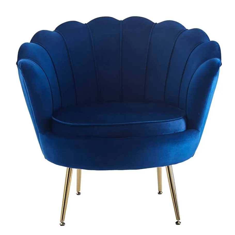 Best Wohnen Muschel Design Sessel in Blau Samtbezug - Dotagon
