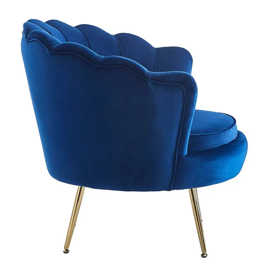 Best Wohnen Muschel Design Sessel in Blau Samtbezug - Dotagon