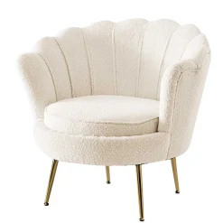 Clearance Wohnen Muschel Designsessel in Creme Boucle - Ucera
