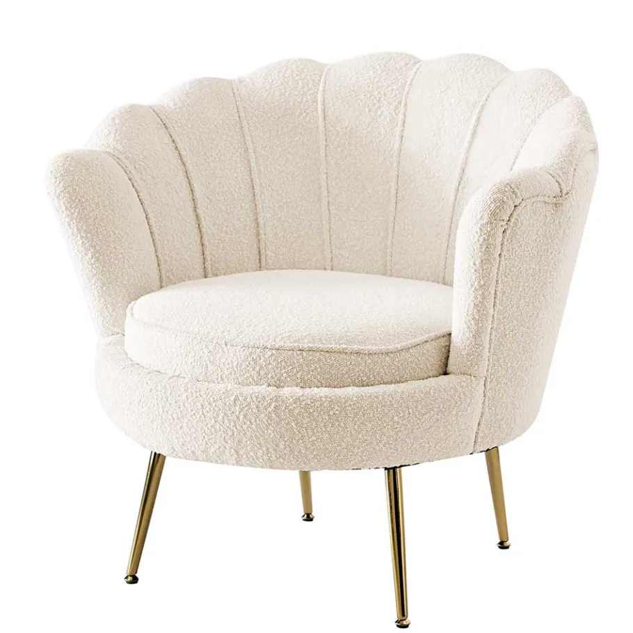 Clearance Wohnen Muschel Designsessel in Creme Boucle - Ucera