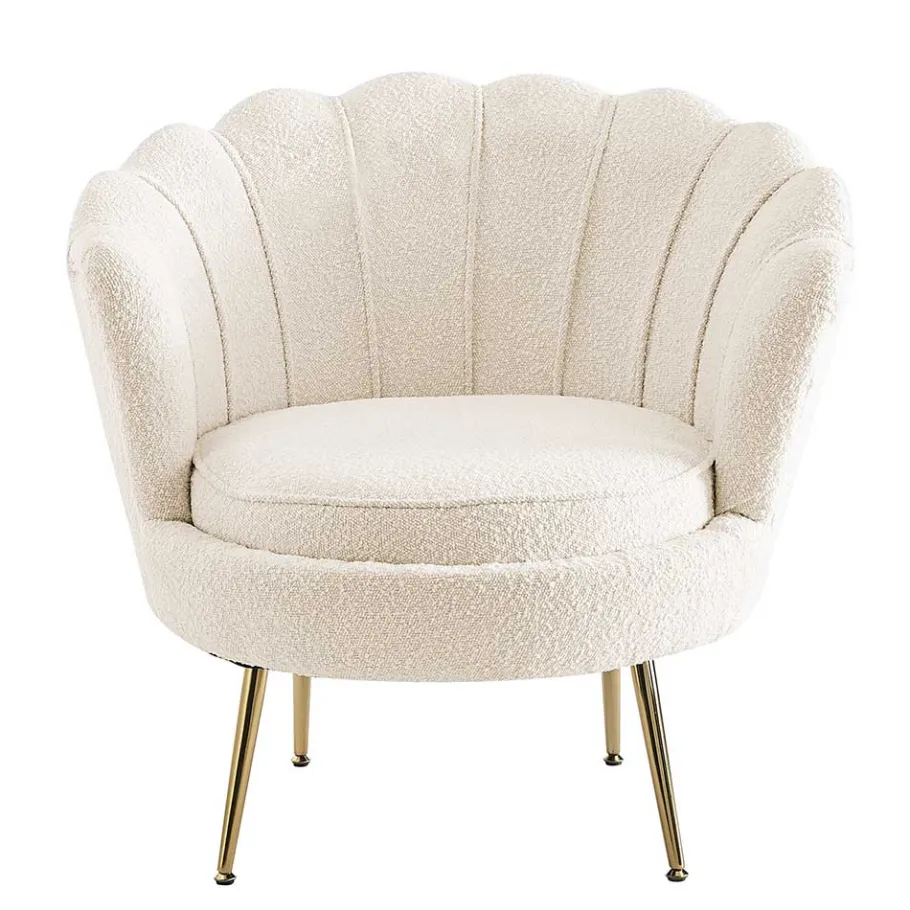 Clearance Wohnen Muschel Designsessel in Creme Boucle - Ucera