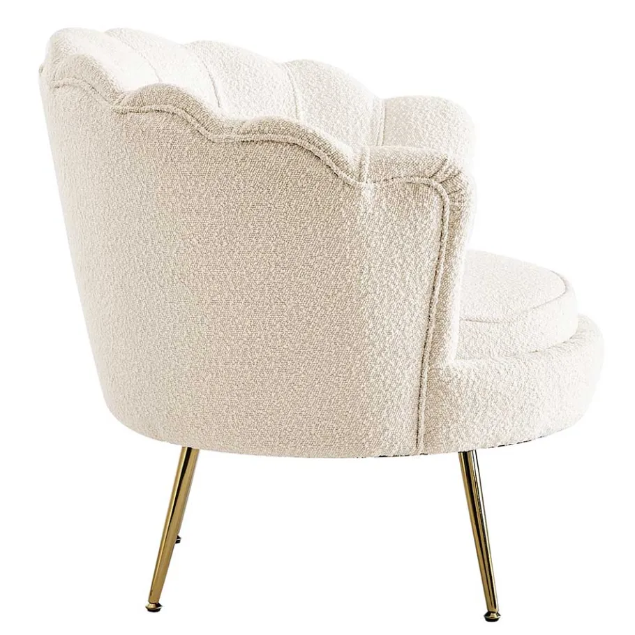 Clearance Wohnen Muschel Designsessel in Creme Boucle - Ucera