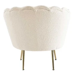 Clearance Wohnen Muschel Designsessel in Creme Boucle - Ucera
