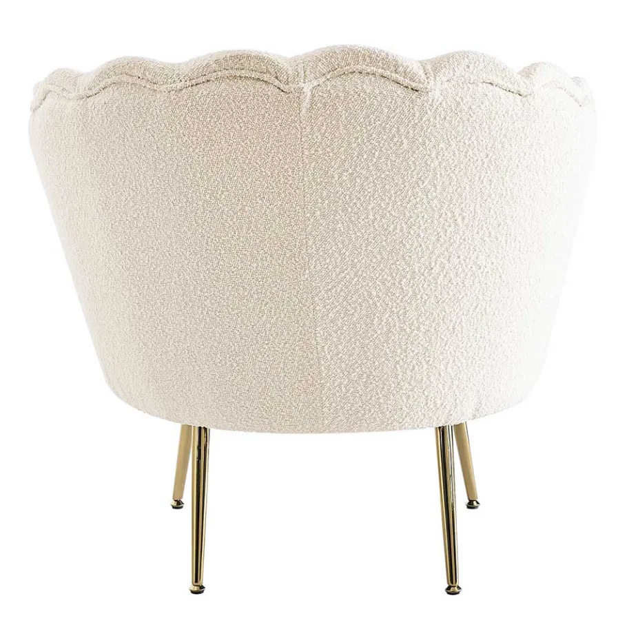 Clearance Wohnen Muschel Designsessel in Creme Boucle - Ucera