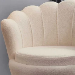 Clearance Wohnen Muschel Designsessel in Creme Boucle - Ucera